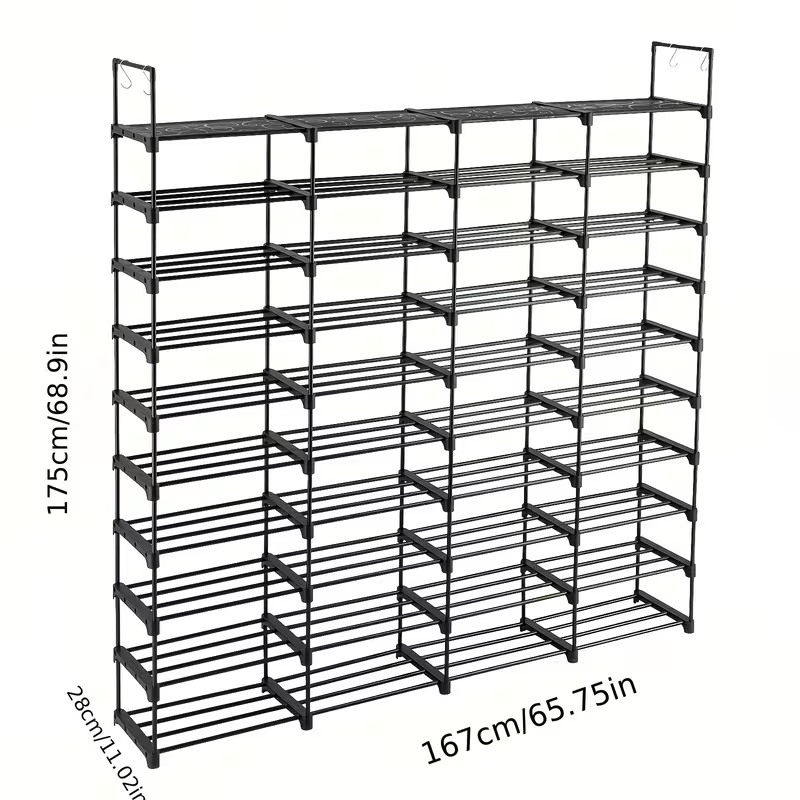 Multi Layers - Shoe Rack Organizer Column Storage Shelf Entryway w/ Hooks