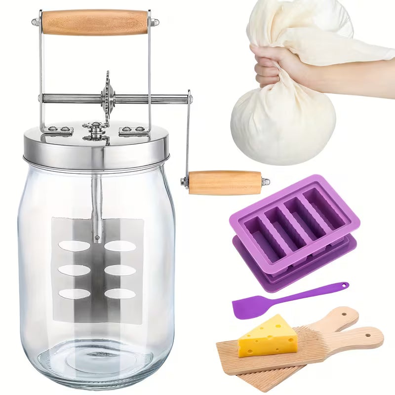 6-Piece Manual Butter Churner Mason Jar Set