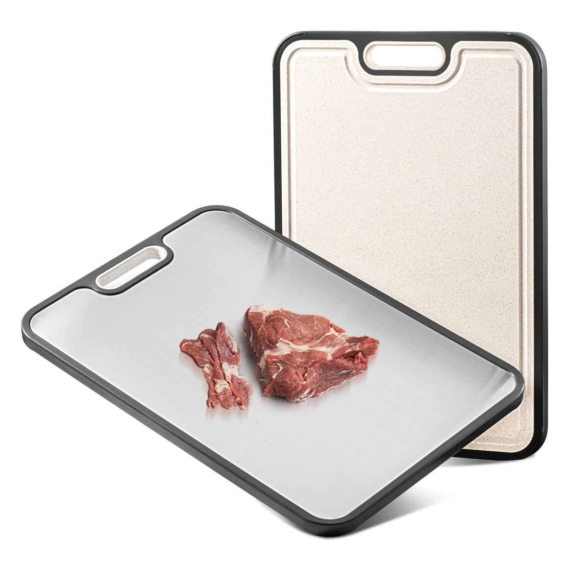 Double sided cutting board for household use with groove grinding and multifunctional vegetable cutting board