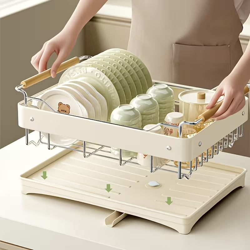 Stainless Steel Dish Drying Rack with Utensil Holder
