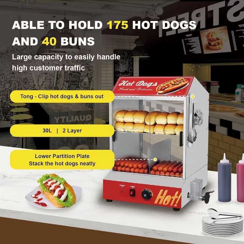 2-Tier Electric Food Steamer with Bun Warmer