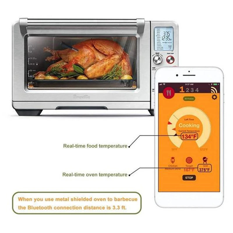 Digital Probe Meat Thermometer Kitchen Wireless Cooking BBQ Food Thermometer Bluetooth Oven Grill Thermometer Probe Barbecue