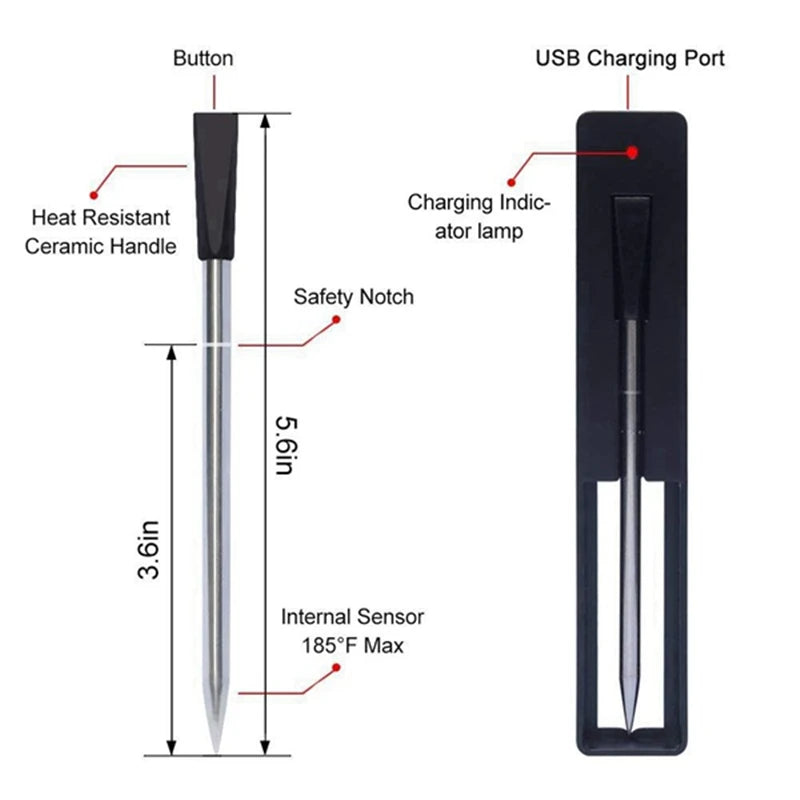 Digital Probe Meat Thermometer Kitchen Wireless Cooking BBQ Food Thermometer Bluetooth Oven Grill Thermometer Probe Barbecue