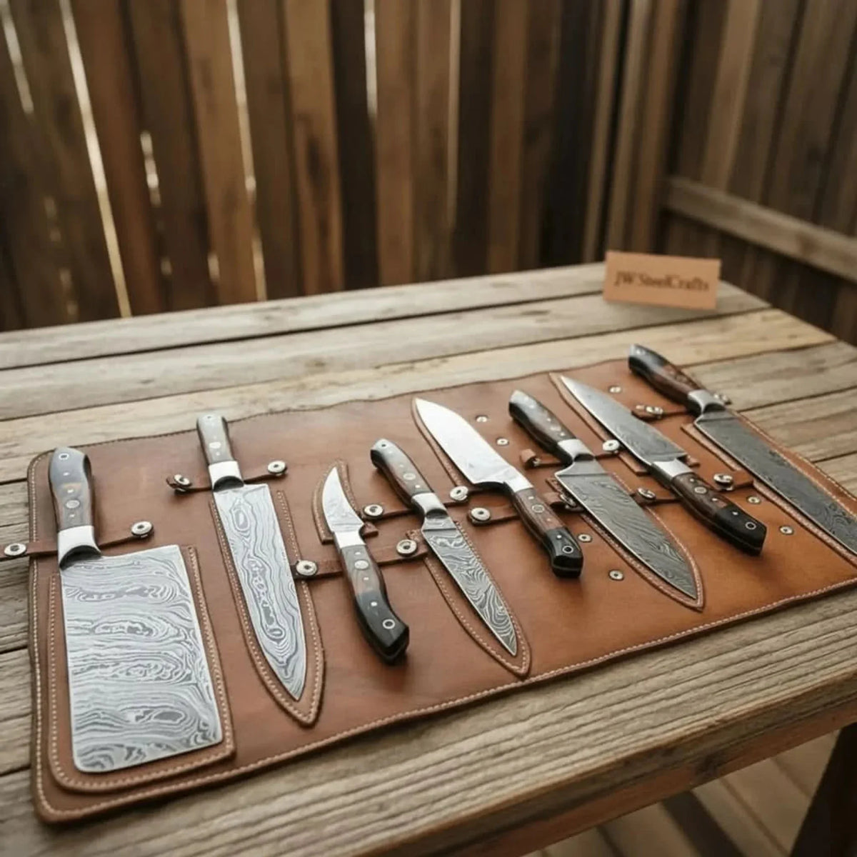 8-Piece Damascus Kitchen Knife Set with 7 to 13 Inch Blades