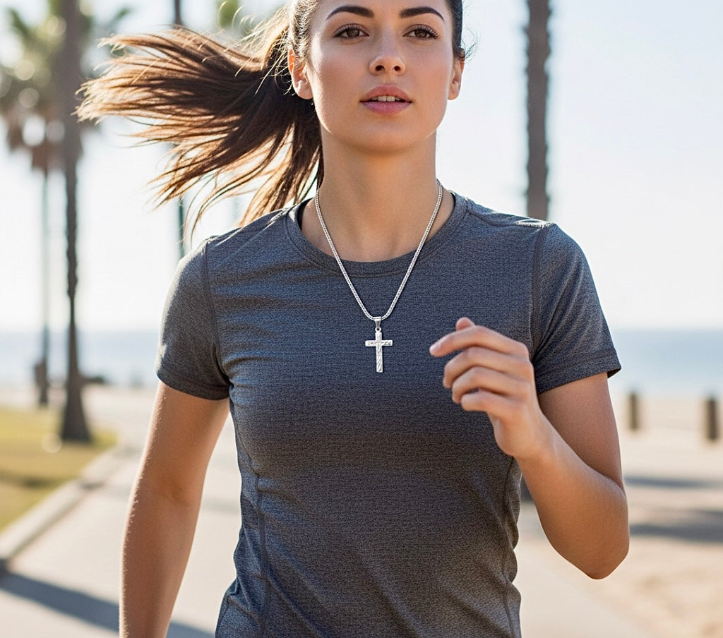 Silver cross necklace hand cut and hand hammered handmade custom pendant popular size women men man girls boys christian jewelry jewellery