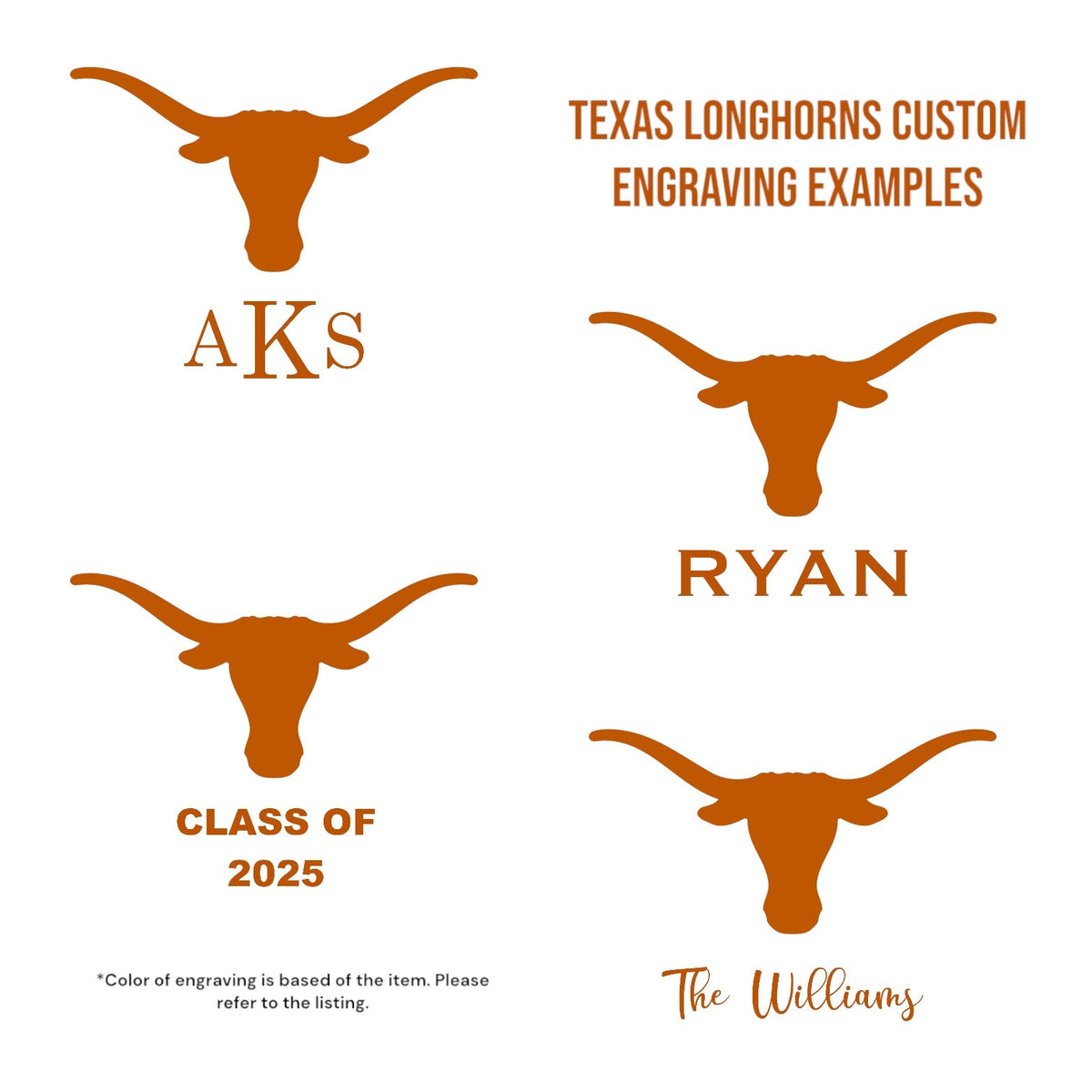 Texas Longhorns Maple or Walnut Hardwood Cutting Boards