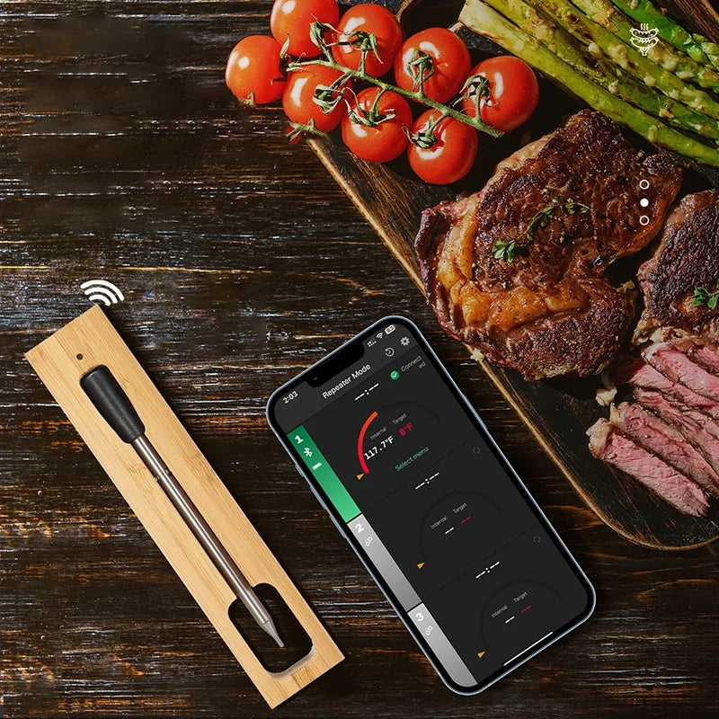 Wireless Meat Food Thermometer for Oven Grill BBQ Smoker Digital Bluetooth Thermometer