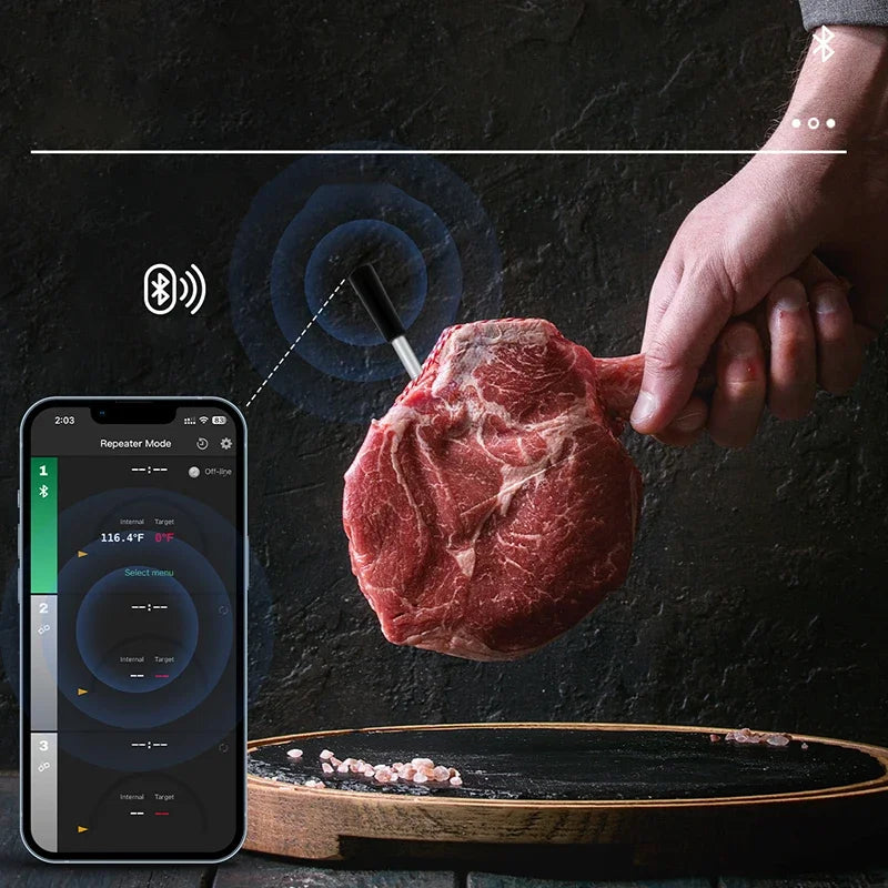 Wireless Meat Food Thermometer for Oven Grill BBQ Smoker Digital Bluetooth Thermometer
