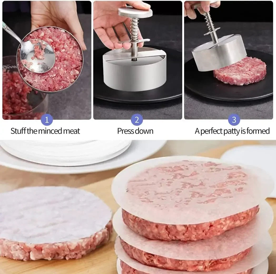Hamburger Patty Maker Press 304 Stainless Steel Non-Stick Manual Rice Ball Mold