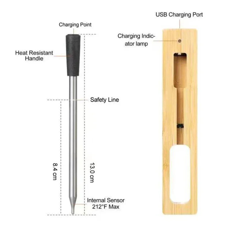 Wireless Meat Food Thermometer for Oven Grill BBQ Smoker Digital Bluetooth Thermometer