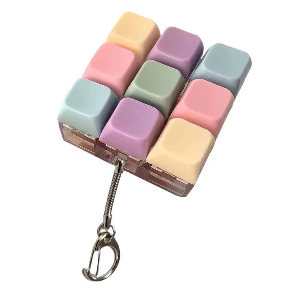 Mini USB LED Keyboard Fidget Keychain | Clickable Stress Relief Desk Toy with Light