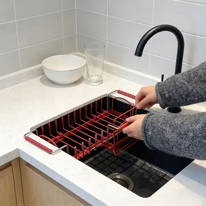 Retractable Adjustable Kitchen Bowl Rack and Dish Storage Organizer