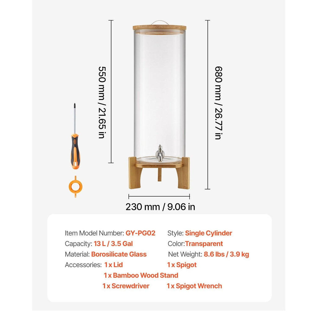 Glass Drink Dispenser with Stand for Parties
